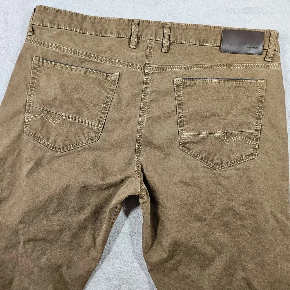 MAC Jeans‎ Arne Pipe Mens 38x28 Brown Straight Leg Pants Mid-Rise Stretch Casual